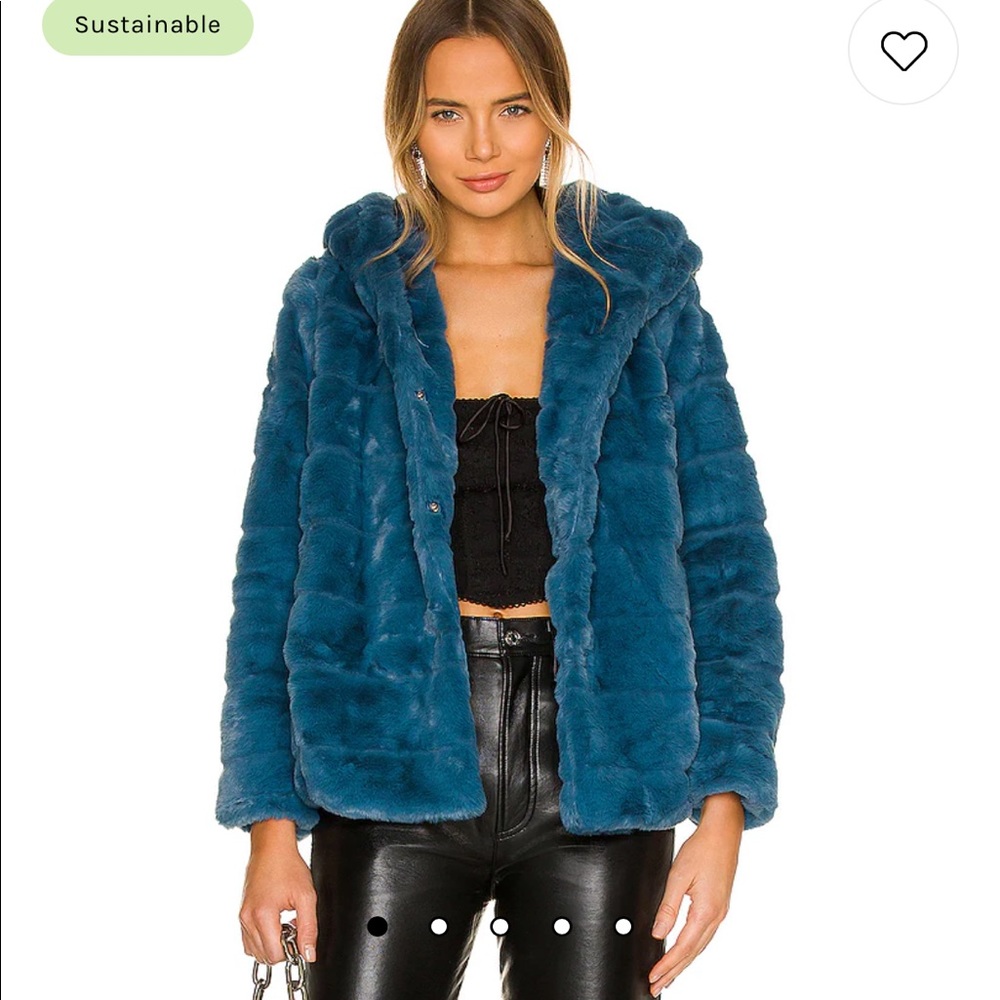 Apparis Goldie 4.0 Faux Fur Jacket in Stone Blue